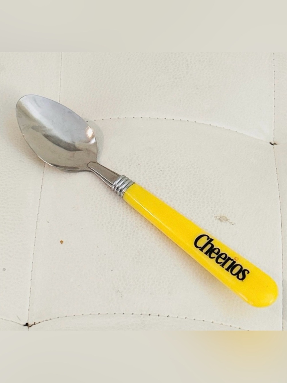 Vintage Cheerios Yellow Handle Stainless Steel Cereal Spoon